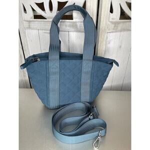 Isaac Mizrahi Blue Quilted Mini Tote Top Handle Shoulder Strap Bag